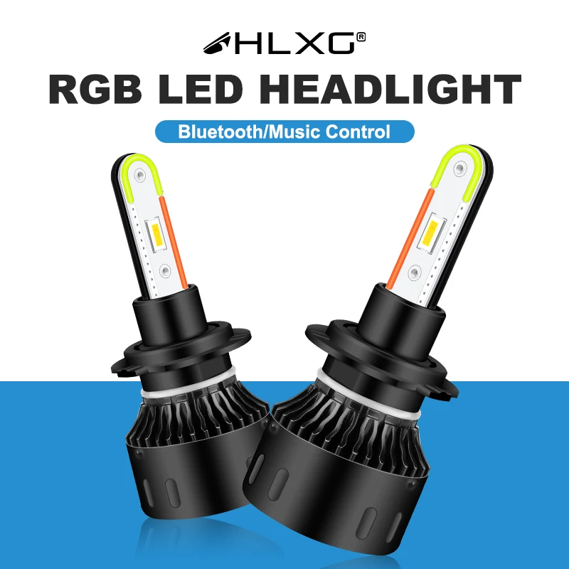 Светодиодный свет для автомобиля h4 H7 H11 авто фары 15000LM RGB светодиодный фар H9 9005 9006