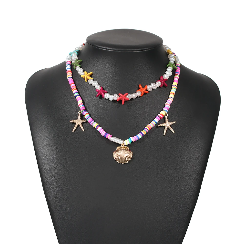 

Holiday Style Colorful Starfish Pearl Necklace Gothic Jewelry forWomenHipHopJewelryNameNecklaceMother ofPearlHalloweenWholesale