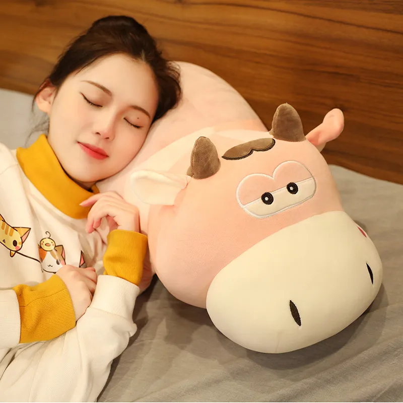 

New Soft Lovely Lying Cattle Plush Toys Good Quality Stuffed Soft Animal Dolls Cartoon Cushion for Children Girls Sleep Pillow
