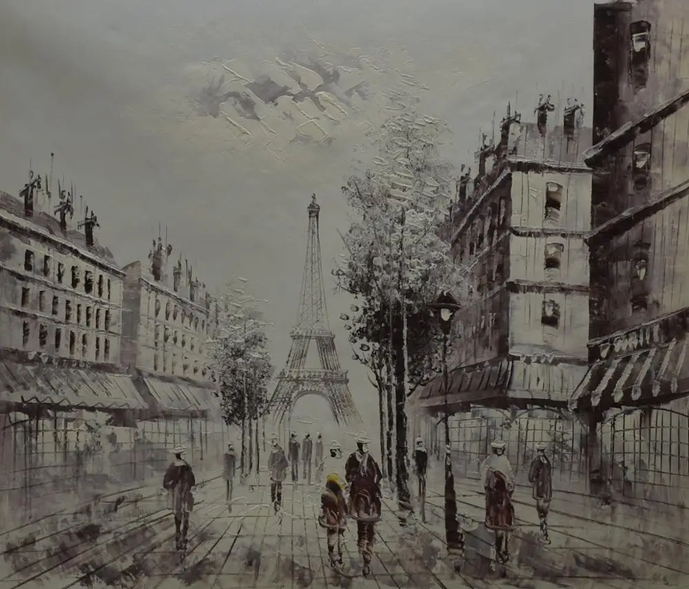 Ультра низкая цена Распродажа 100% ручная роспись маслом на холсте Париж стри
