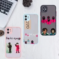 squid game phone case for iphone 12 11 mini pro xr xs max 7 8 plus x matte transparent pink back cover