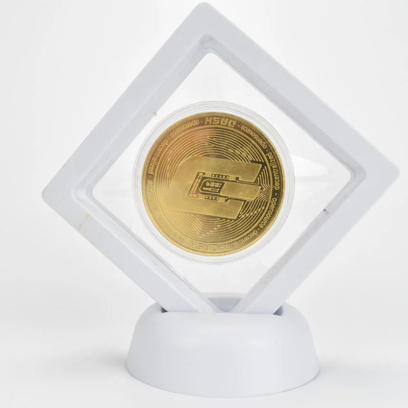 Позолоченный Биткоин Бит монета с пластиковый чехол пульсация Litecoin эфириум Металл физическая криптовалюта монета для сбора - Цвет: gold dash white