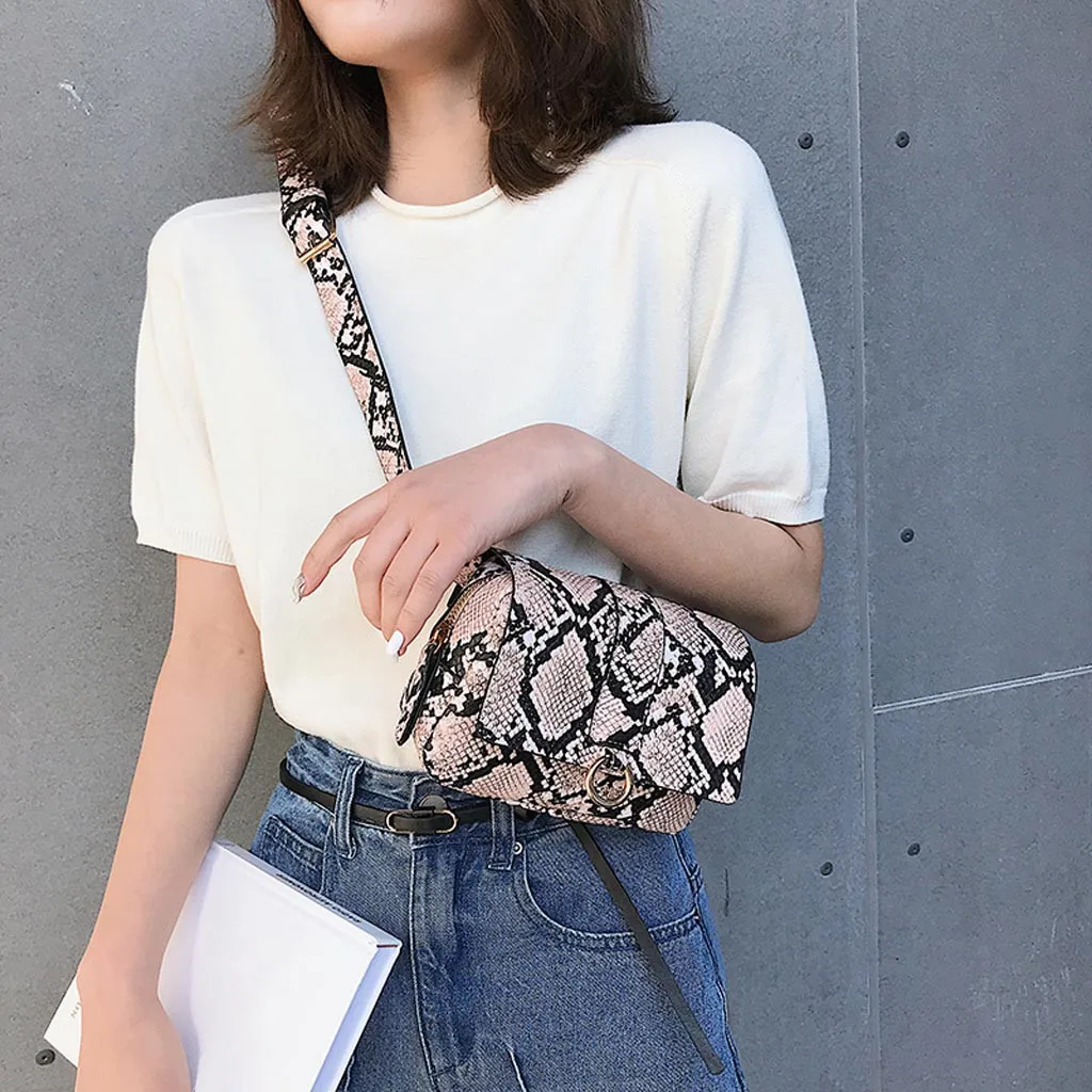 Женская сумка через плечо поясная с змеиным узором кожаный чехол для спорта на