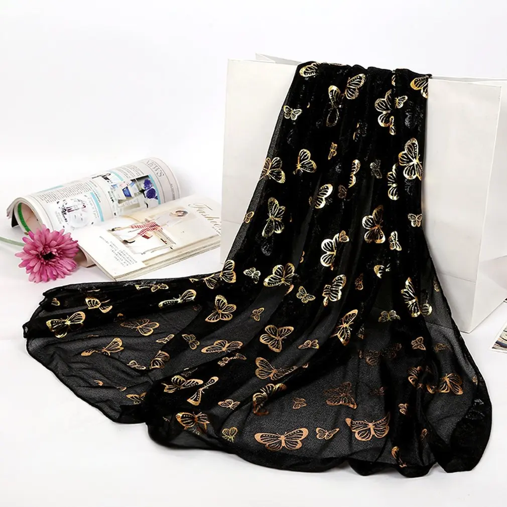 2018 осенне зимние шелковые шарфы элегантные бабочки Женская старинная вуаль