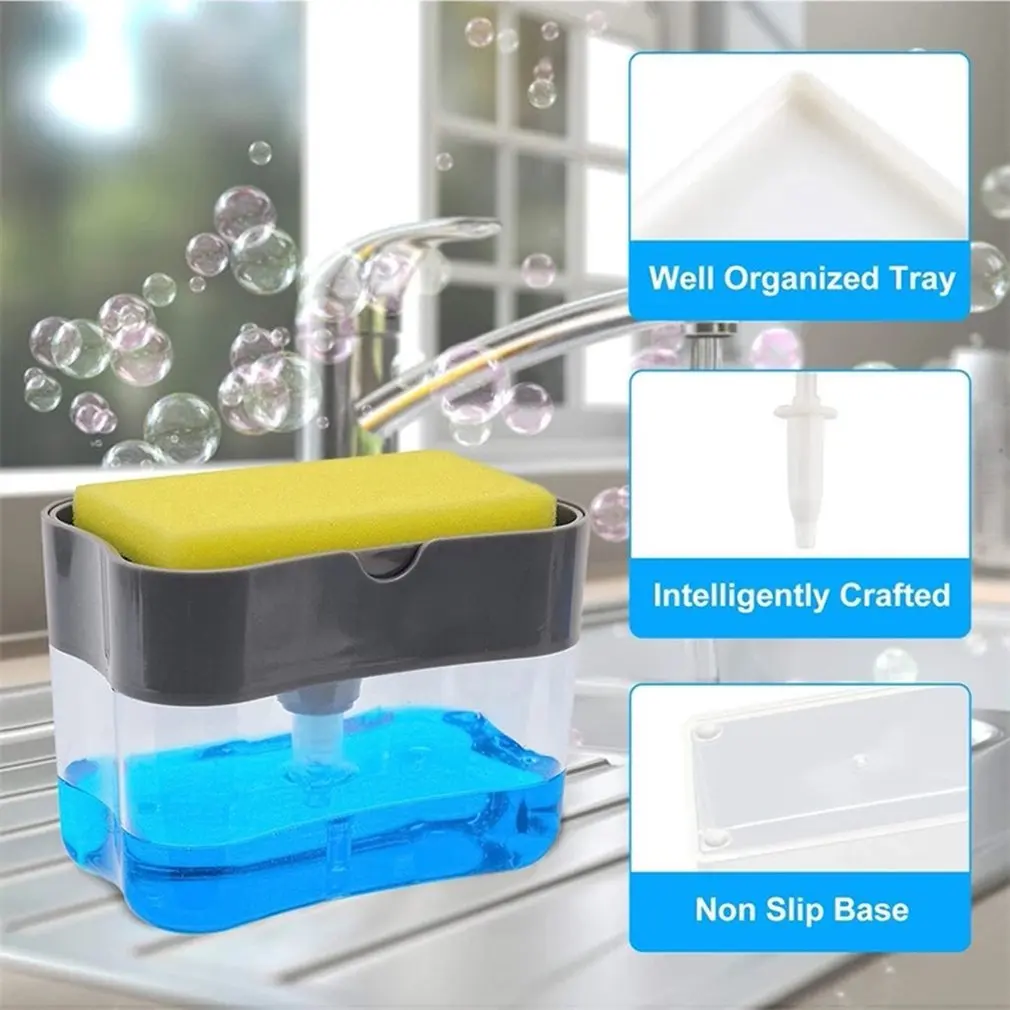 2-in-1 Sponge Box With Soap Dispenser Double Layer Kitchen Plastic Scrubber Holder Case | Дом и сад