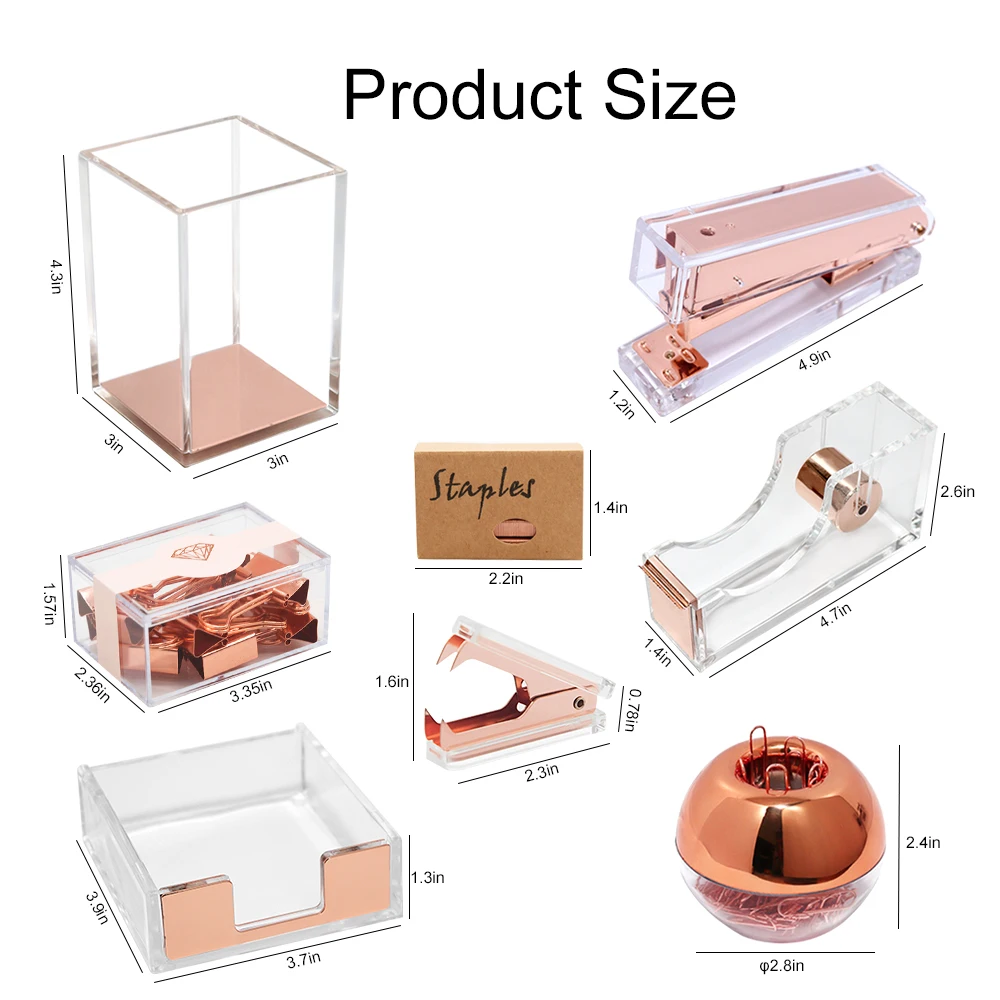 

Glam Home Office Desk Organizer Set Acrylic Rose Gold Office Accessories