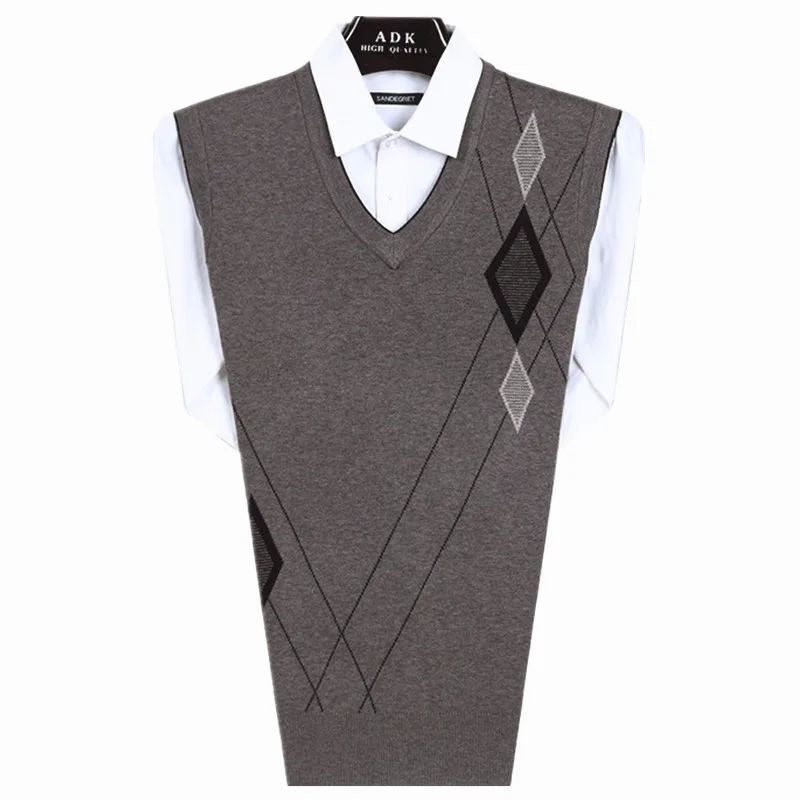 Жилет Мужской трикотажный без рукавов повседневный жилет с V-образным вырезом