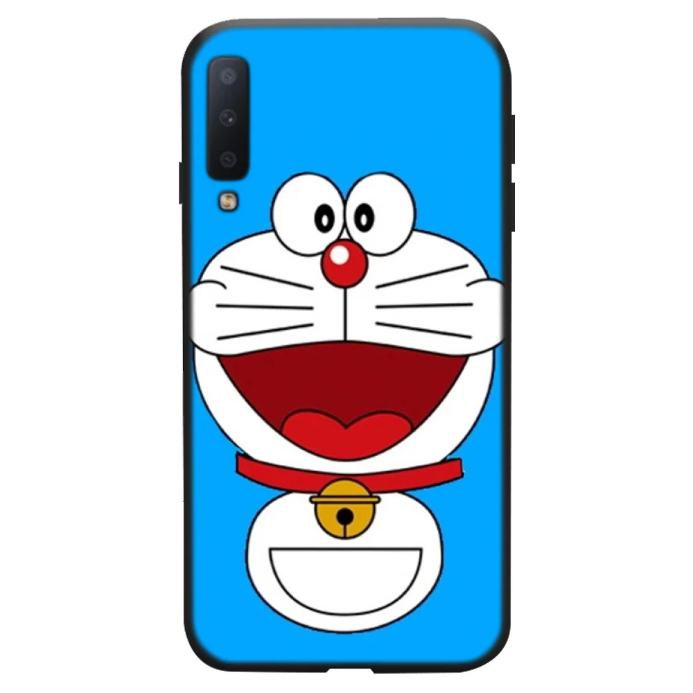 Мягкий черный чехол для телефона Doraemon с изображением синей кошки Samsung A20 A30 30s A40 A7