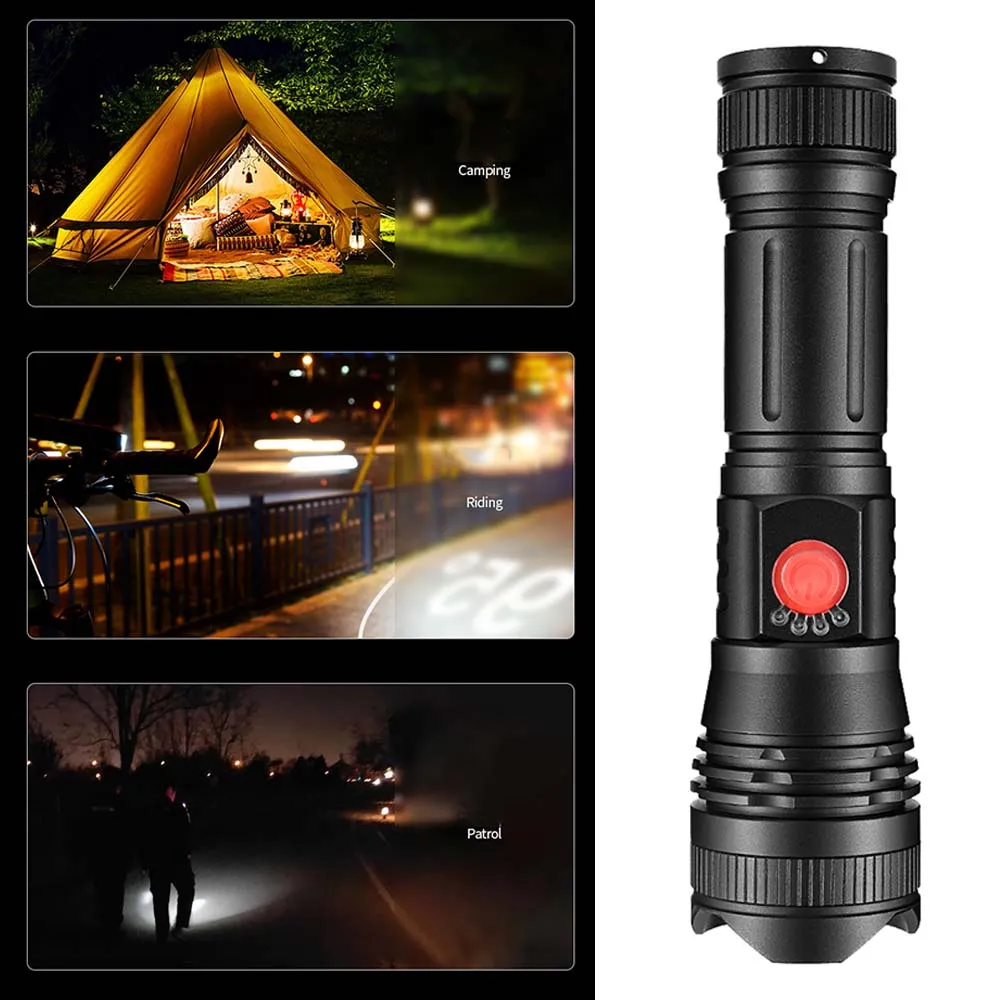 Светодиодный мощный телескопический фонарь XHP50 с аккумулятором 18650