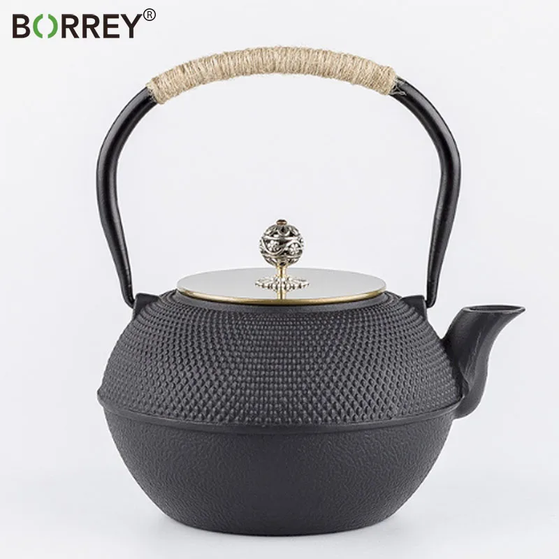 

Чайник чайный BORREY из чугуна ручной работы, 1200 мл, с заварником из нержавеющей стали
