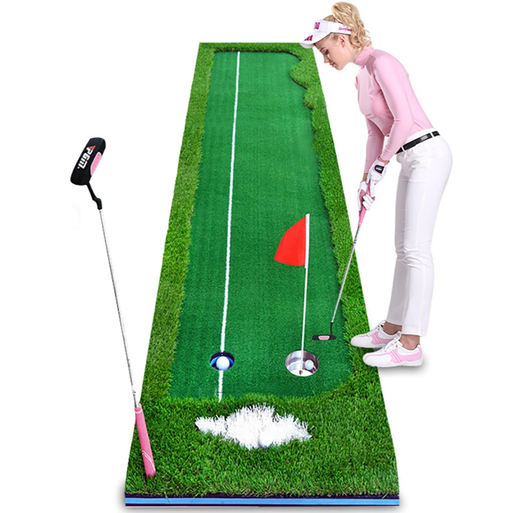 

Indoor Golf Putting Green Swing Trainer Set Portable 3m Putter Fairway Lawn Office Home Mat Golf Training Aids Accessories PGM