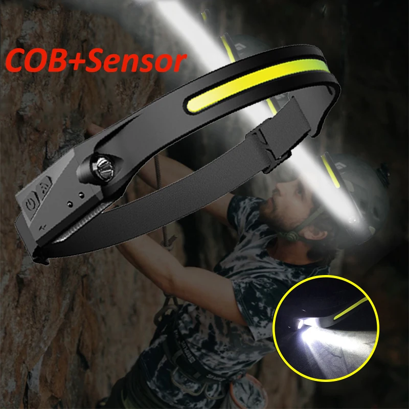 Фонарь налобный светодиодный с COB-датчиком и встроенным аккумулятором лм | Лампы