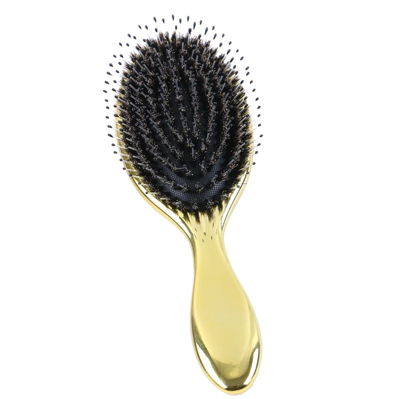 

1pcs Golden Color Boar Bristle Paddle Hair Brush Oval Hair Brush Anti Static Hair Comb Hairdressing Massage Comb