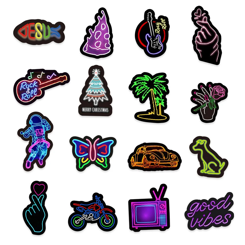 103050pcs new neon graffiti stickers red car trunk mobile phone water cup decoration stickers wholesale free global shipping