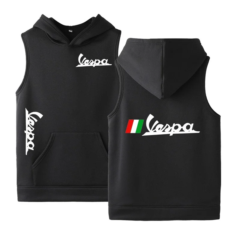 2021 мужские повседневные толстовки Vespa на заказ без рукавов, хлопковые мужские толстовки с принтом для колледжа
