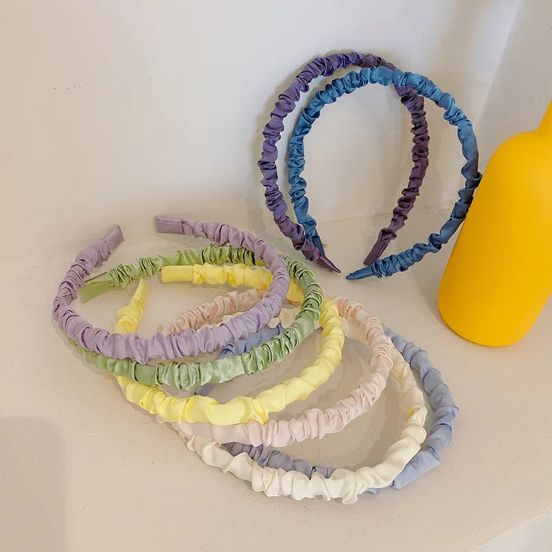 Повязка на голову женская со складками модный ободок карамельных цветов