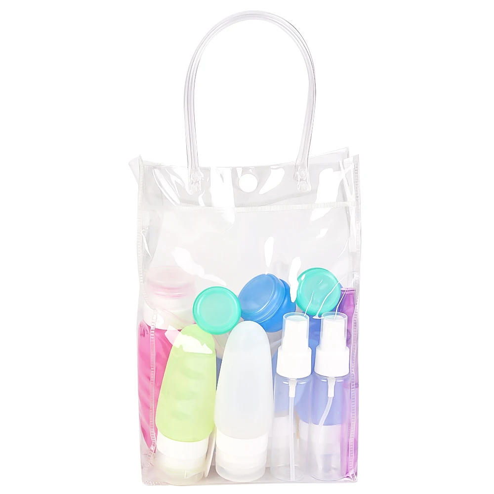 Прозрачная Сумка-подставка с кнопками прозрачный ПВХ Подарочный пакет ручками 1