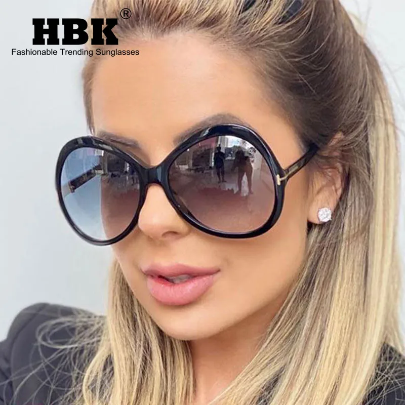 

HBK Oversized Sunglasses Men Women Big Frame Brand Designer Fashion Shades Summer Style UV400 Vintage Sun Glasses Black Leopard