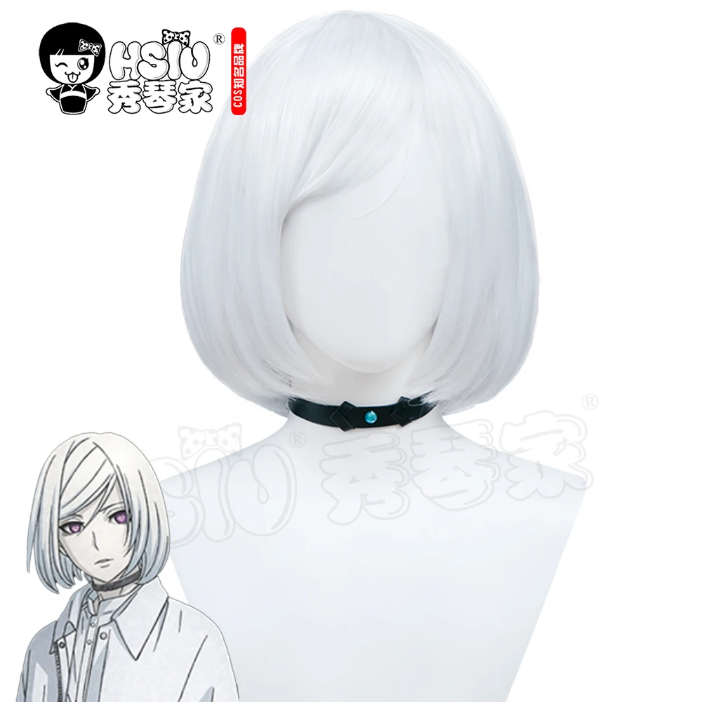 Парик из аниме акудама Драйв HSIU для косплея с короткими белыми волосами кожаным