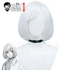 Парик из аниме акудама Драйв HSIU, для косплея, с короткими белыми волосами, с кожаным кольцом на шею, с бесплатным подарком, брендовая шапочка