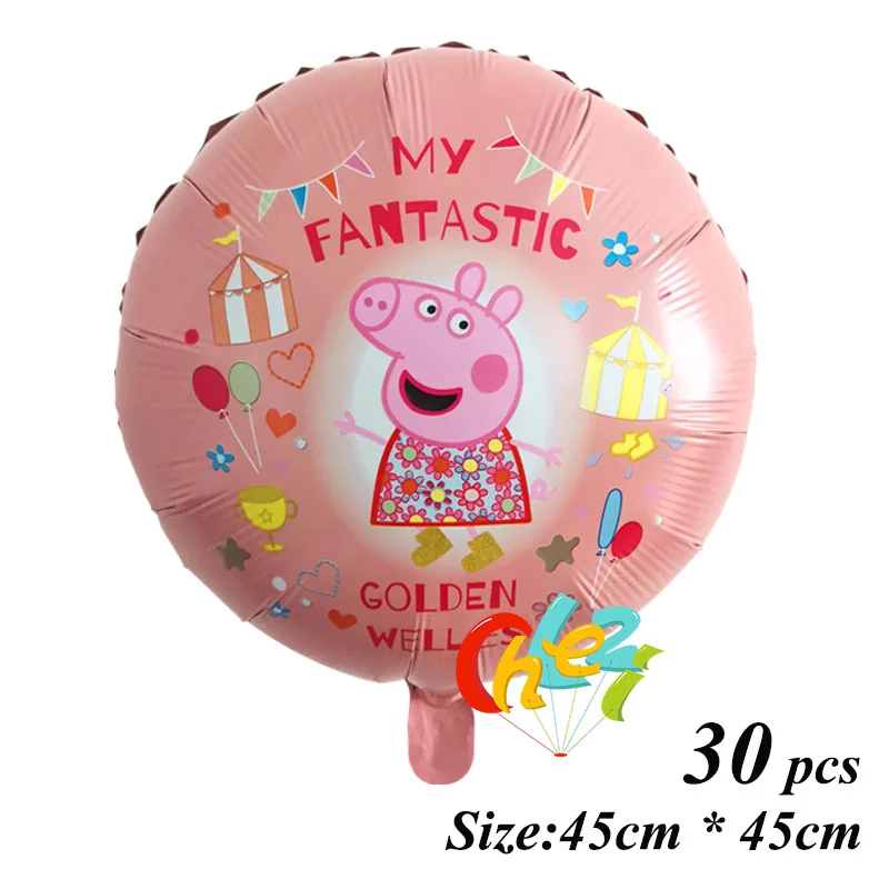 Round 8 30 шт PEPPAPIG воздушные шары Джордж мальчик девочка день рождения украшение для дома PEPPAPIG Воздушный баллон гелия Рождество детский душ - Цвет: Round 8