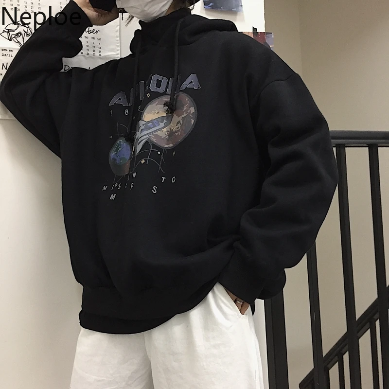 Винтажная Женская толстовка Neploe Harajuku,, Миссия на Марс, космический корабль, Аризона, худи, черный пуловер с капюшоном, 39104