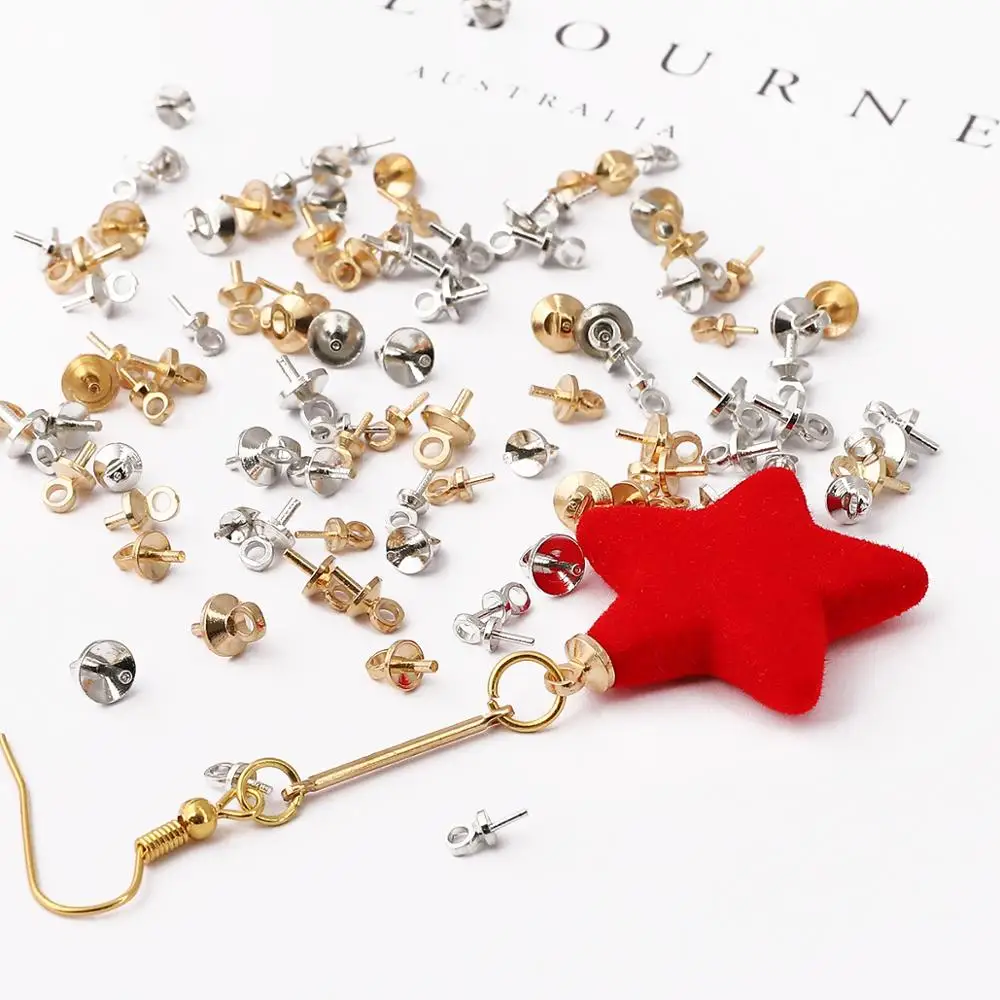 50 шт. металлические медные тональные винтовые втулки для глаз сверху бусины