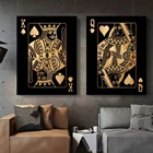Абстрактные золотые и черные игральные карты King Queen of Spades, креативные покерные клубы, бара, ресторана, настенные украшения, постеры с принтом