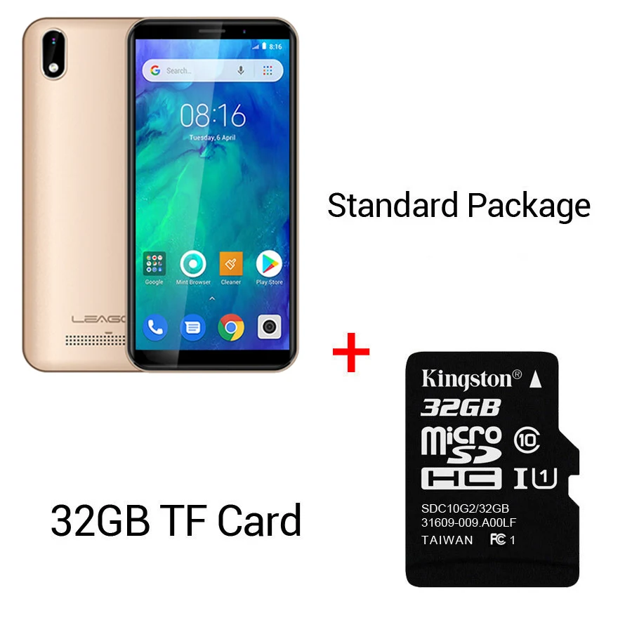Gold N 32GB Card LEAGOO Z10 Android O Go 18:9 5," 1 ГБ ОЗУ 8 Гб ПЗУ смартфон 2000 мАч 960*480 MT6580M четырехъядерный мобильный телефон - Цвет: Gold N 32GB Card