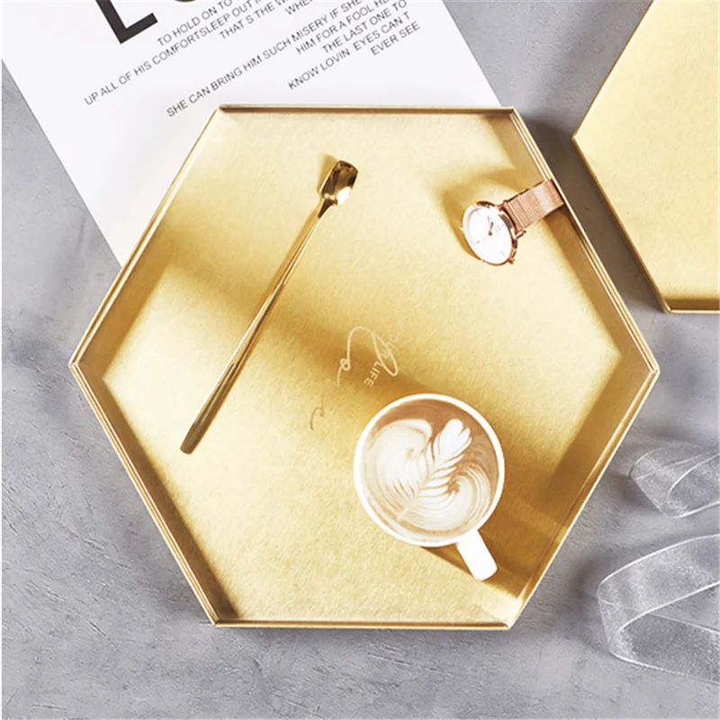 Скандинавский стол для хранения тарелок парфюм розовое золото металлический