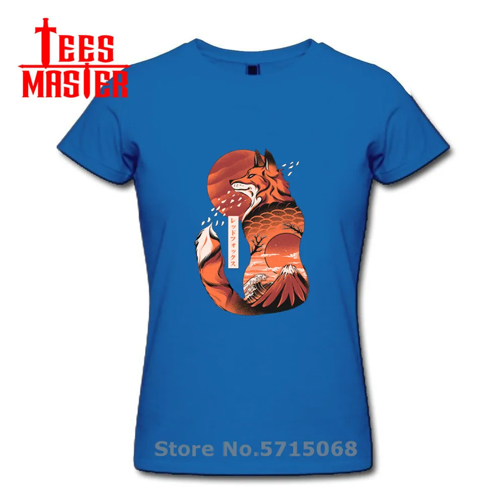 Футболка женская с изображением японской лисы приталенная хлопковая рубашка
