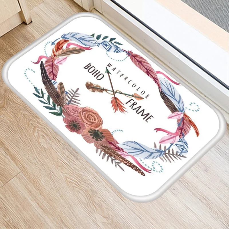 

Коврик для ванной с рисунком перьев, коралловый бархатный коврик, цветные комнатные напольные коврики, Противоскользящий коврик, домашний ...