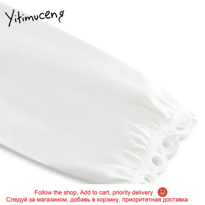 

Yitimuceng White Mini Dresses Women New Korean Spring 2021 Long Sleeve A-Line High Waist Patchwork Fashion Clothing Office Lady