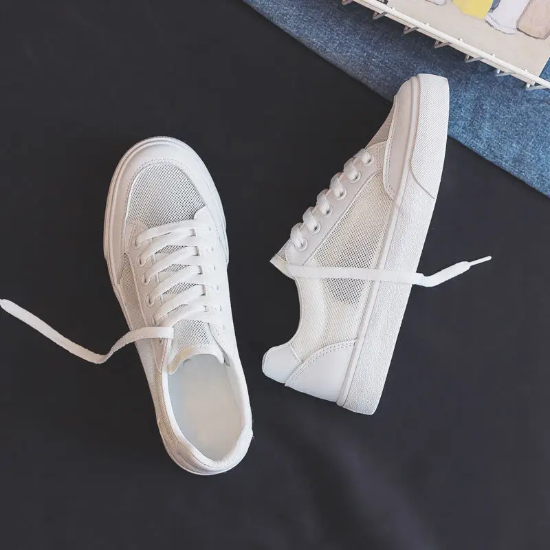 

2012 Women Mesh Breathable Sneakers Ladies Lace-up Shoes Flat Fashion Casual Retro Tennis Sport Light Basic New Zapatillas Mujer
