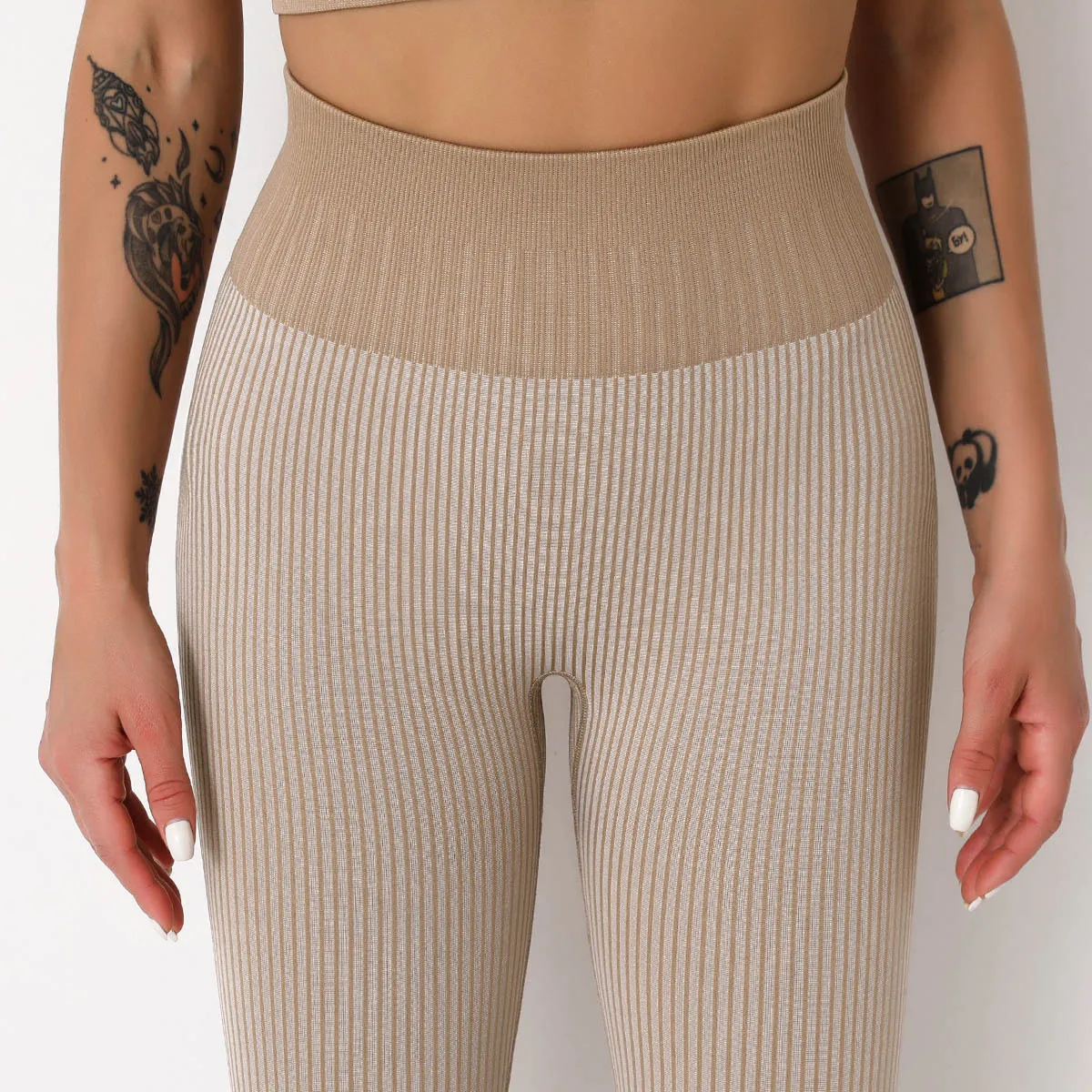 Леггинсы женские для йоги эластичные бесшовные брюки в рубчик спортзала фитнеса