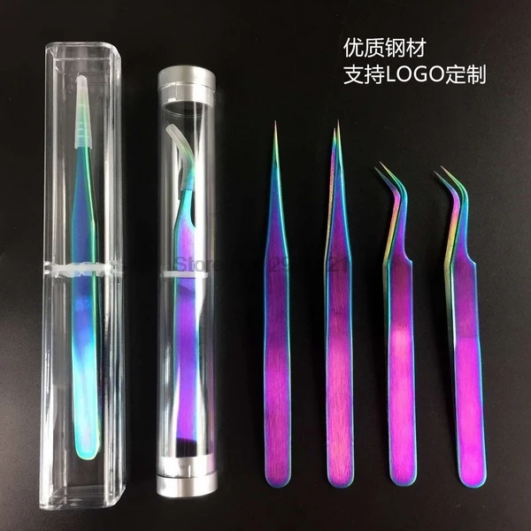 Dhl 100 шт. изогнутые прямые пинцеты радужные ресницы фотодекор инструмент для