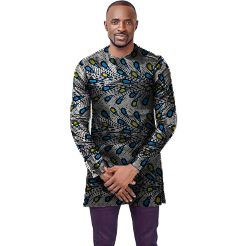 Африканская одежда мужская рубашка slim fit Анкара o-образным вырезом печати Топы настроить для свадебной одежды мужские формальные футболки "Анкара" - Цвет: 3