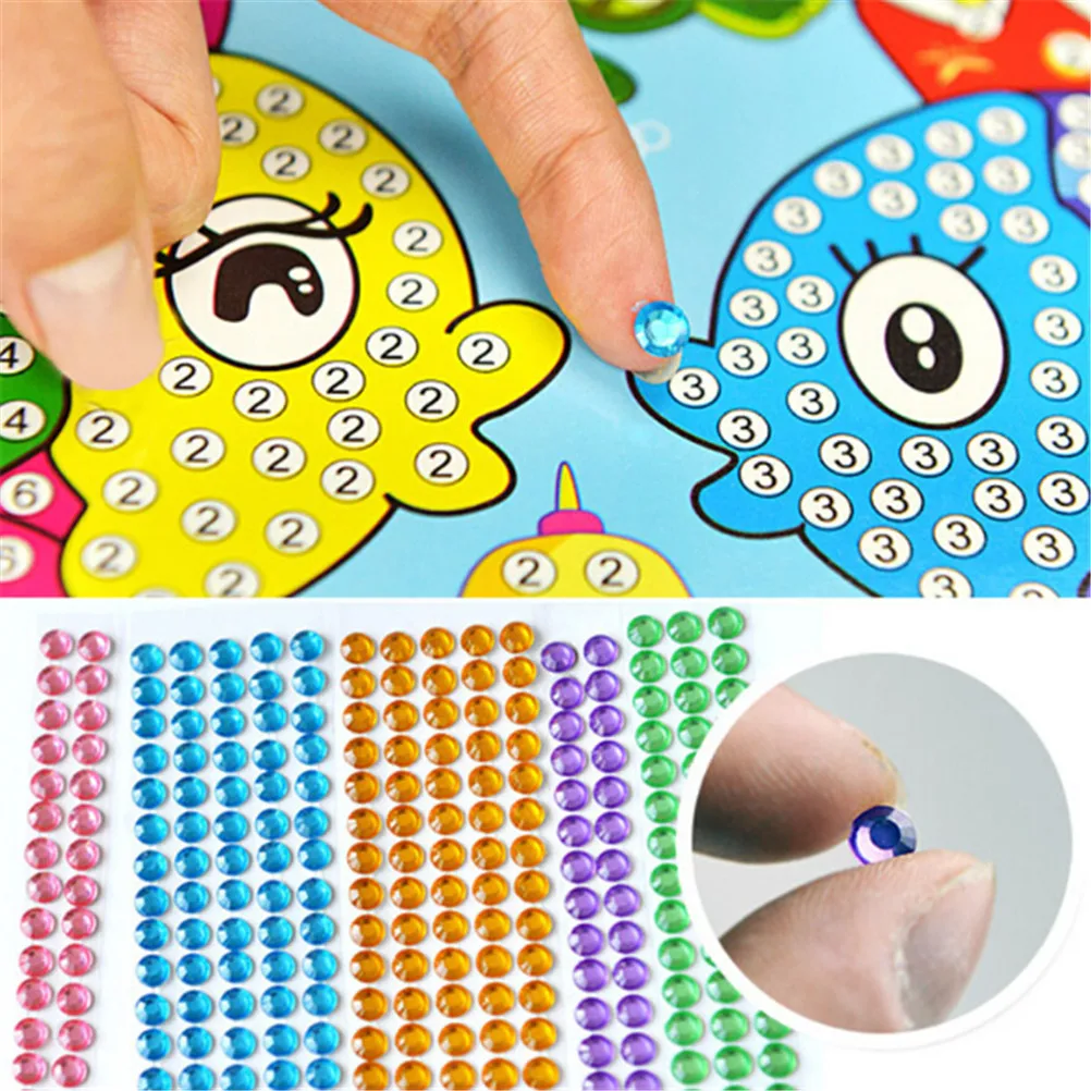 

1pc Handmade Colorful Cartoon 2 In 1 Diamond Coloring Drawing Sticker DIY Toy Sets Painting Education Gift For Children Birthday