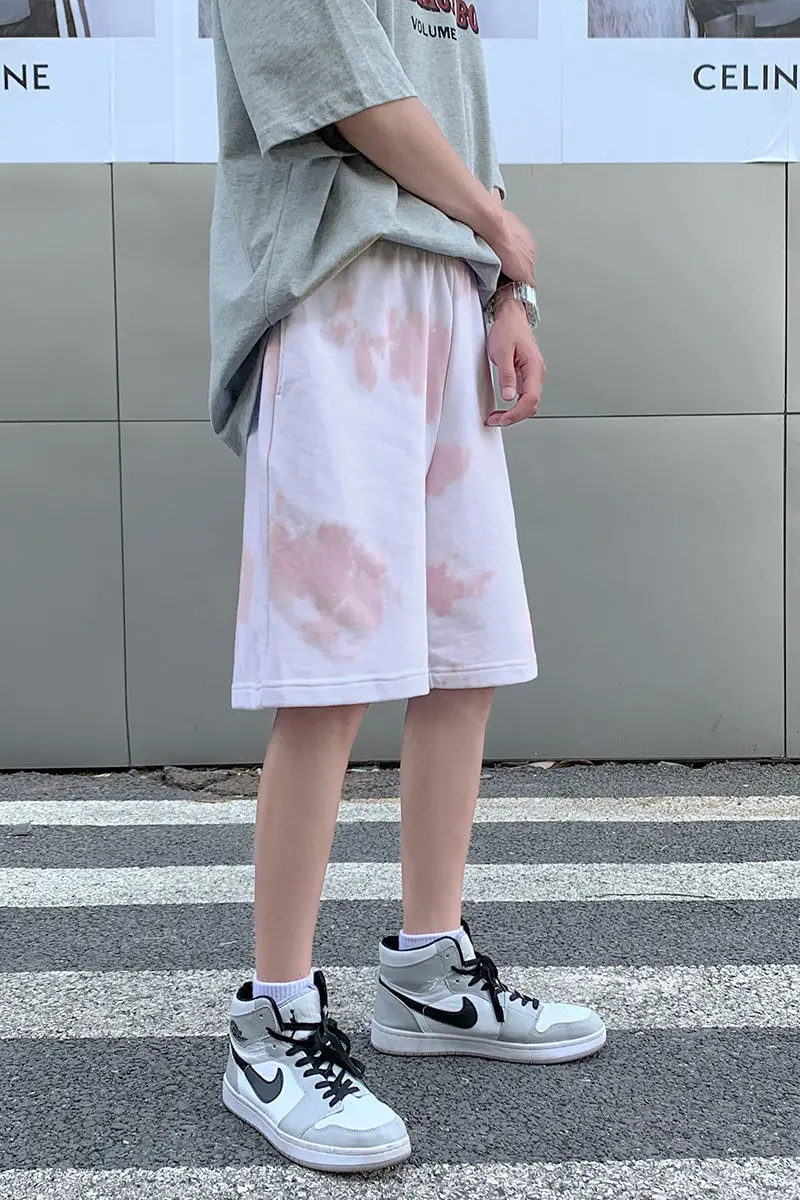 

Men's Clothing Dyed Sports Shorts Loose Casual Summer Teenagers Couples Movement Breathable Leisure College Cotton Beach 2021