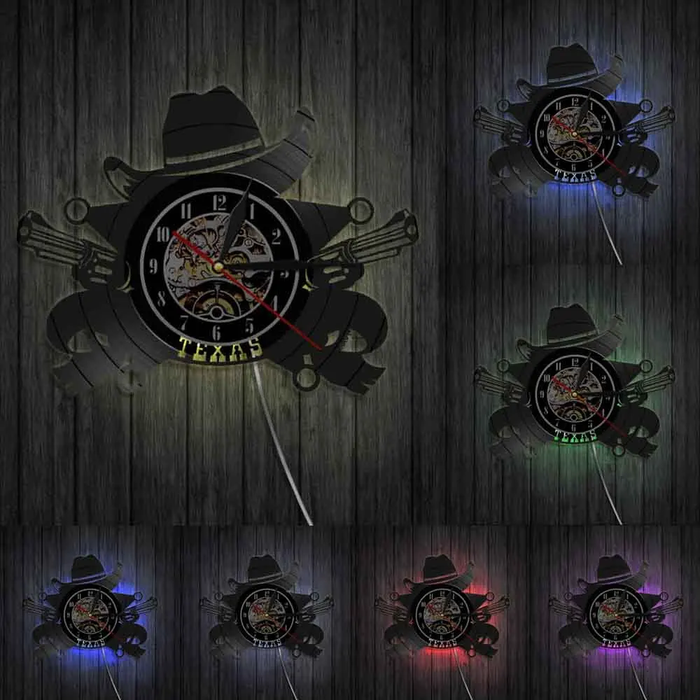 Техасские ковбойские настенные часы с изображением ковбойской шляпы символа