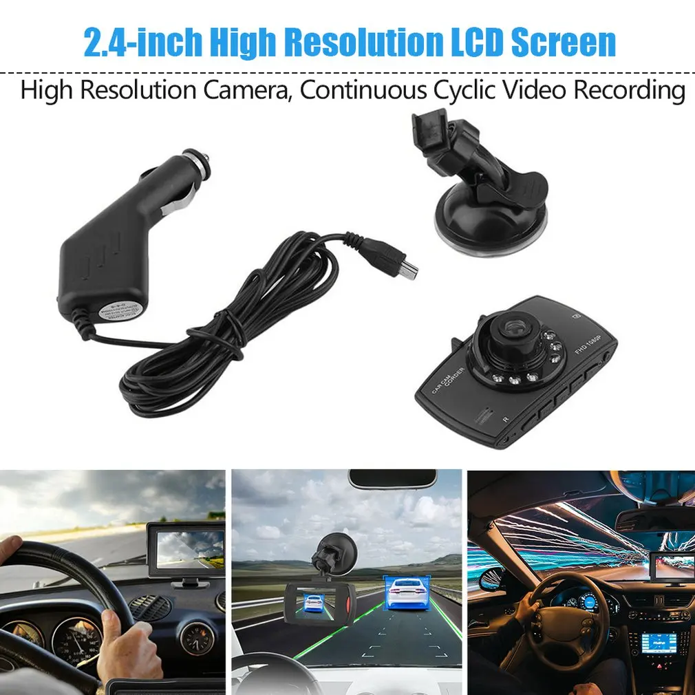 720P Car DVR Camera Dash Cam Video 2.4inch  LCD LCD DisplayNight  Vehicle Camera Recorder