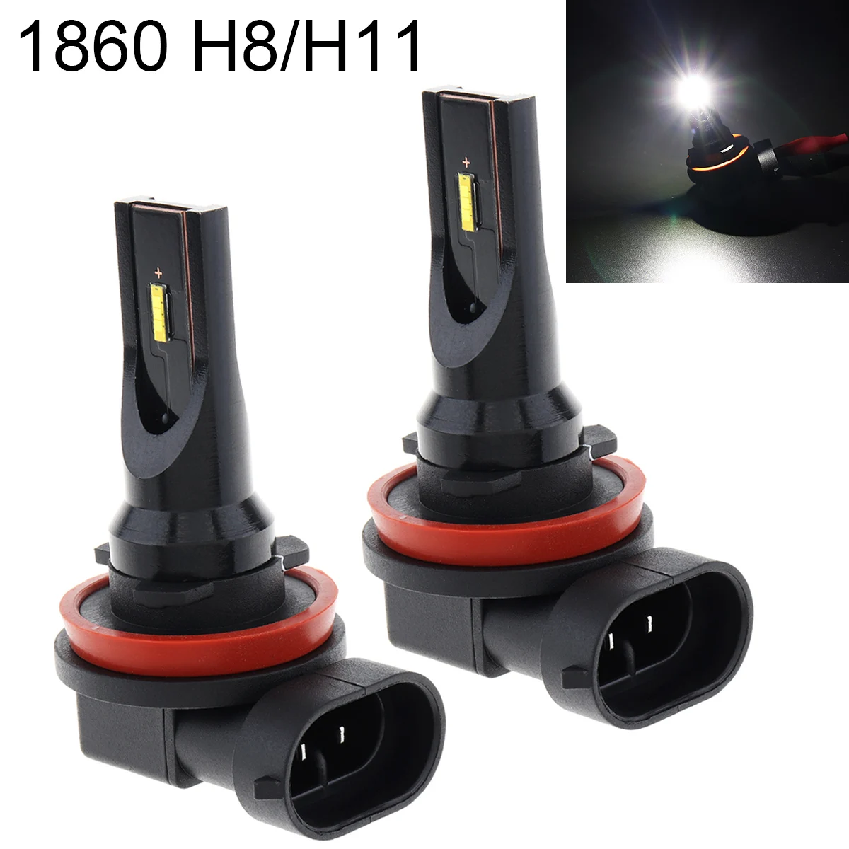 2 шт. 12V/24V H8 H11 высокое Мощность 1860 Ламповые бусины 1200LM 6500K 7500K белый вождения бега