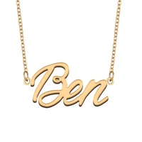 ben name necklace for women stainless steel jewelry 18k gold plated nameplate pendant femme mother girlfriend gift