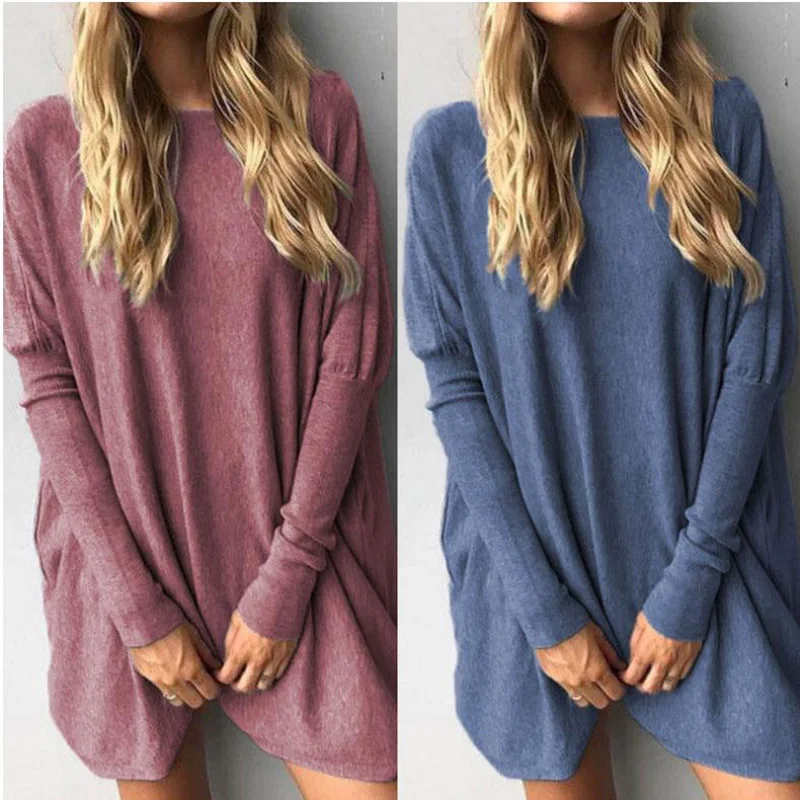 

Unaiza Women's Top T-shirt Round Neck Loose Pullover Solid Color Casual Long Sleeve 2021 Fashion Elegant High Quality T-shirt