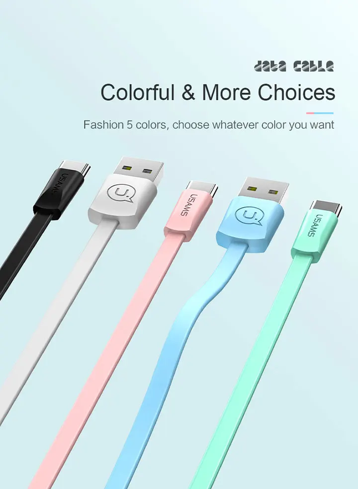 10 шт/много type C USB кабель, USAMS USB C кабель для samsung S9 s8 плюс кабель передачи данных для быстрой зарядки для Xiaomi 6 кабель зарядного устройства