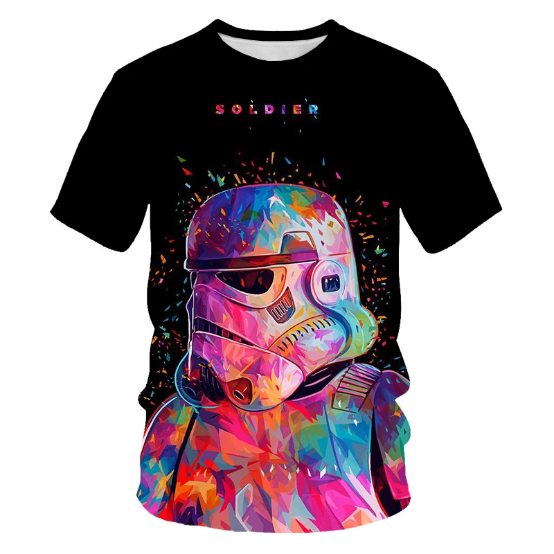 

3D printing men and women all-match casual T-shirt graffiti landscape painting colorful youth summer loose O-neck short-sleeved