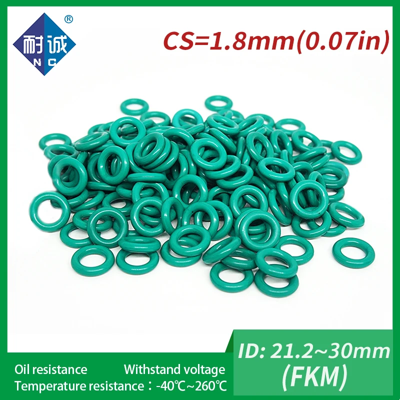 2 шт./лот резиновое кольцо зеленый FKM уплотнительное уплотнения Толщина 1 8 мм ID21.2/22
