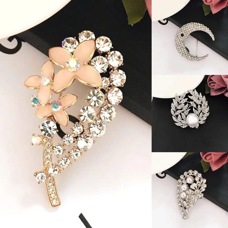 Модные Броши Стразы с жемчугом Свадебная вечеринка Повседневная офисная брошь