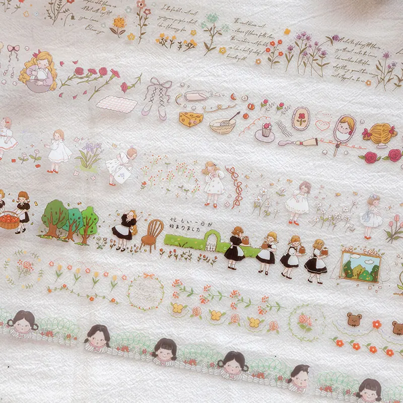 Прозрачные Ретро Кружева Цветы ПЭТ васи лента Diy украшения Скрапбукинг