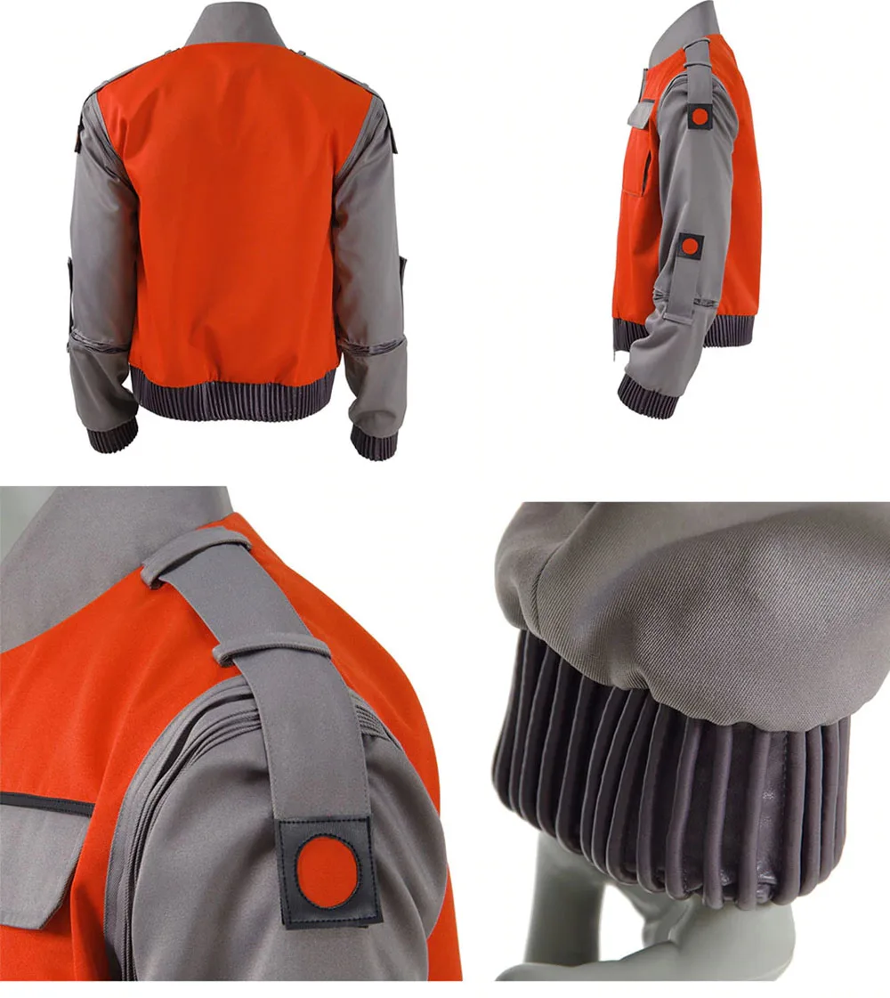 film back to the future cosplay jacket jr marlene seamus marty mcfly orange outerwear mens halloween carnival costume any size free global shipping